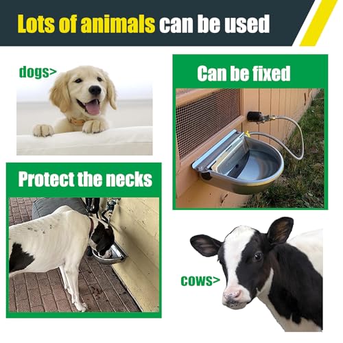 Automatic Water Bowl for Dog Large Size,Animal Drinking Water Bowl,Outdoor Dog Water Bowl,304 Stainless Steel Water Bowl with Float Valve, Drain Hole, Pipe,for Poultry and Livestock - size: 39in Pipe