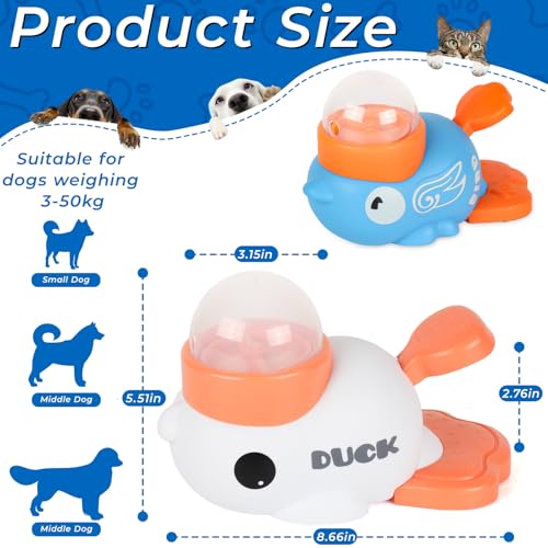 Anxuyixin2-in-1 Duck Shaped Interactive pet Puzzle Toy, Slow Food Dispenser (White Duck and Blue Bird Shaped with Buttons), cat and Dog Snack Dispenser Feeding Toy - color: white and blue