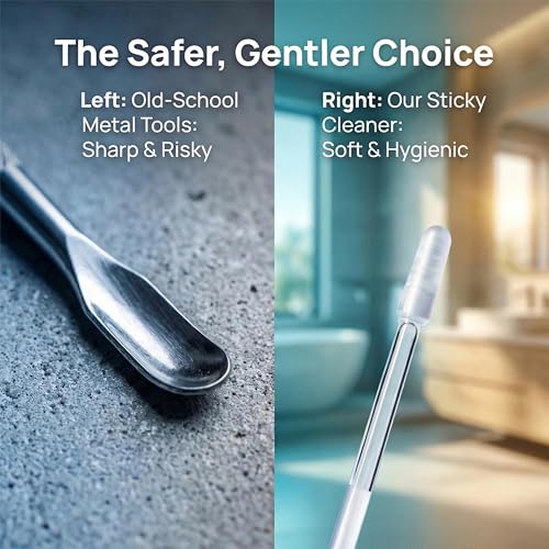 Sticky Cleaning Ear Stick, Gentle Reusable Soft Spiral Head Adhesive Ear Pick for Safe Ear Cleaning, with Gentle Removal Stick for All Ages (5mm-24 pcs)