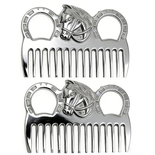 2PCS Horse Comb, Horse Mane and Tail Comb，Portable Aluminum Alloy Horse Comb