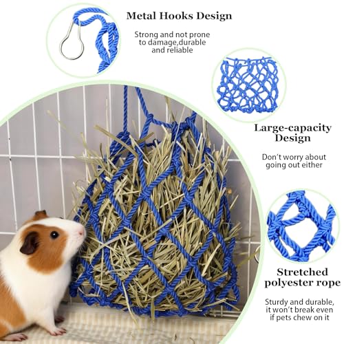 Rabbit Water Bottle Ferret Food Bowl Bunny Water Dispenser Stainless Steel Food Dish Hanging Drinking Fountain Drinker Feeder Crate Bowl Feeder Cup for Guinea Pig Hedgehog Chinchilla - color: Blue