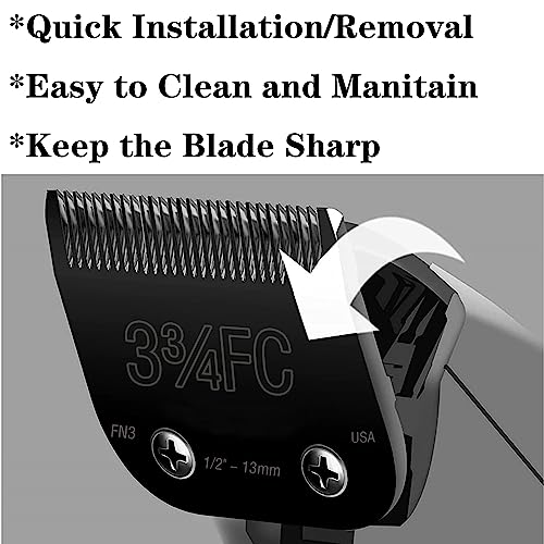 Size 3 3/4FC 13MM Dog Grooming Clipper Blades with Andis/Oster A5/Wahl KM10 | OwnLifeYF Detachable Stainless Steel Pet Clipper Replacement Blade, Cut Length 1/2"(13mm), Compatible Accessory - size: 3-3/4FC: 1/2" (13 mm)-Black