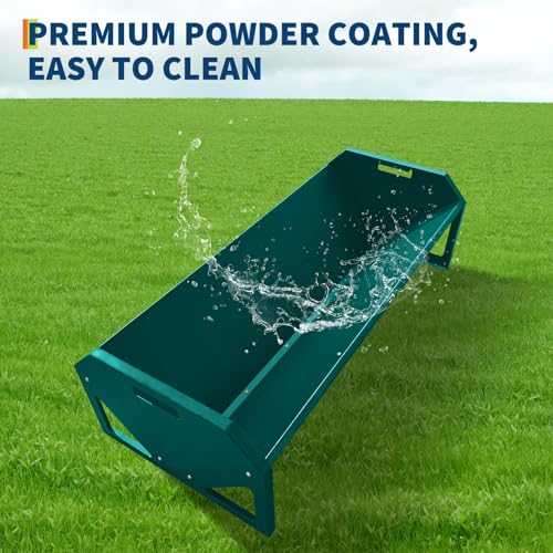 45-Inch Portable Livestock Feeding Trough, Heavy Duty 22 Gallon Capacity Feeder for Cows, Sheep, Horses, Pigs, Feeding Up to 10 Sheep, Durable Galvanized Steel（Dark Green） - color: Dark Green