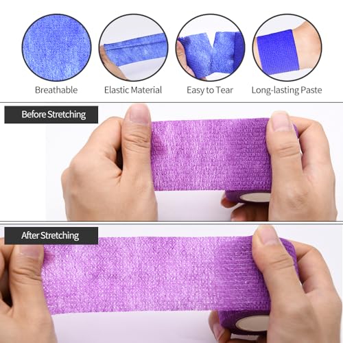 6pcs 2in Self Adhesive Bandage Wraps, 12 Colors, 5 Yard Wraps for Sports - color: 6pcs Black