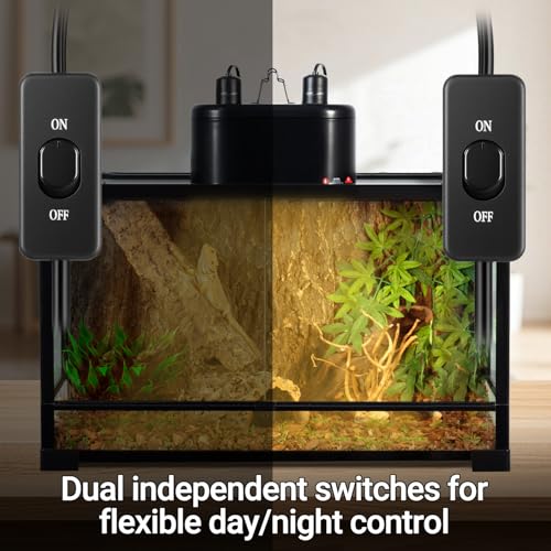 REPTI ZOO Dual Reptile Light Fixture for Reptile Dome UVB Lamp Fixture Dual Reptile Reflector Dome Lamp Cap Combo Integration Design Heat Lighting (Pack of 2) - size: 1 Count (Pack of 2)