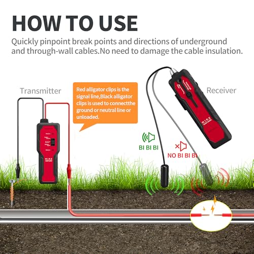 Underground Wire Locator for Pet Fence & Cable Detection | Rechargeable, 2.6 ft depth, 1640 ft range, headphones included, flashlight, invisible fence and sprinkler valve locator