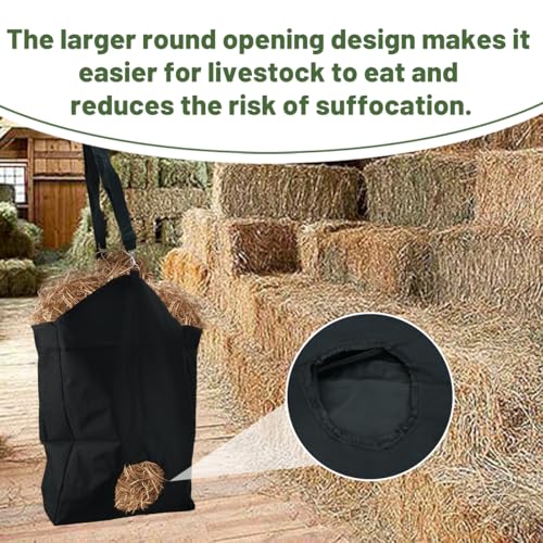3 Pcs Hay Feeder for Goat, Slow Feed Hay Bags for Goats, Horses, Sheep, Donkey, Premium Nylon Goat Feeder Less Hay Waste Tote Bag with Large Opening for Easy Filling