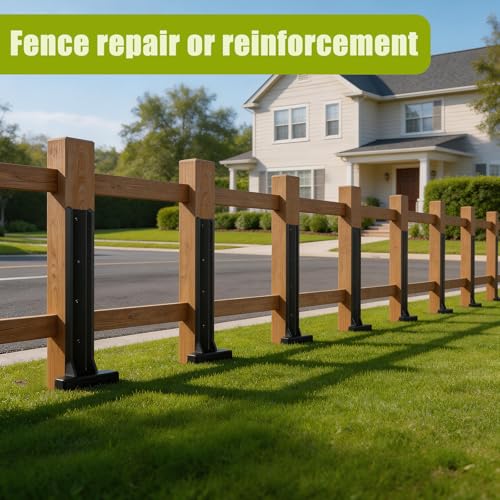 2 Pcs 30“ Tall Fence Post Repair Kit | Heavy-Duty Serrated Design Fence Post Repair Piles|specifically designed to repair tilted|broken|wobbly wooden fences - size: 2 Pcs