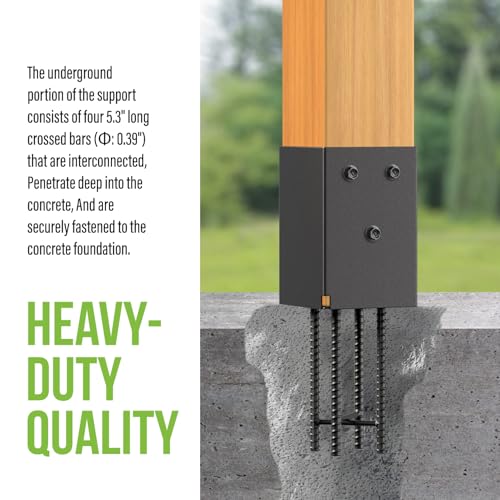 4 Pack 4x4 Metal Post Base Holder Bracket for Concrete Deck (Black) | Internal 3.5"x3.5", Post Anchor Brackets Ground Spike, For Concrete Deck, For Wood Fence, Railing, Pergola, Porch - size: 4IN, style: 4Pcs