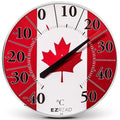 EZREAD Hanging Dial Thermometer 840-1250 Weather Thermometers for Indoor and Outdoor Use, Large 12.5 Inch Diameter, Easy to Read Numbers, Canada Flag - color: Green