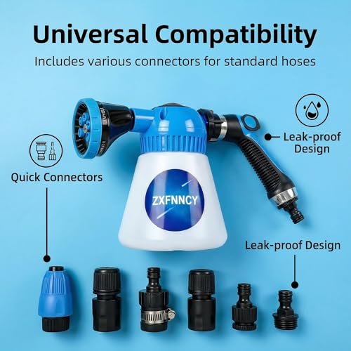 Professional Pet Shampoo Foamer, All-Animal Foam Sprayer for Garden Hose | Adjustable soap control with 6 spray patterns for dogs, cats, horses, livestock and other animals, for fast, even bathing.