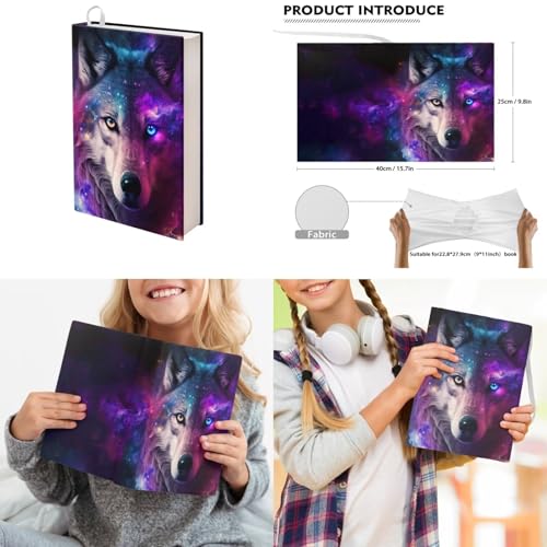 Upetstory Galaxy Wolf Backpack for Girls Boys School Bag with Lunch Box Pencil Purse Kids Schoolbag Elementary Kindergarten Preschool Bookbag Water Bottle Sleeve Book Cover 5 In 1 Set - color: Galaxy Wolf