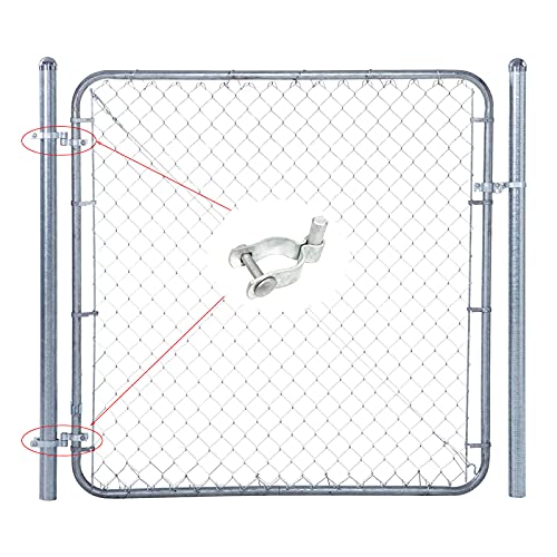 2 Pack Chain Link Fence Gate Post Hinge for 2-3/8" Outside Diameter Post/Pipe, Pressed Steel Hinge, Galvanized Chain Link Gate Male, Nut/Bolt Included - size: 2-3/8