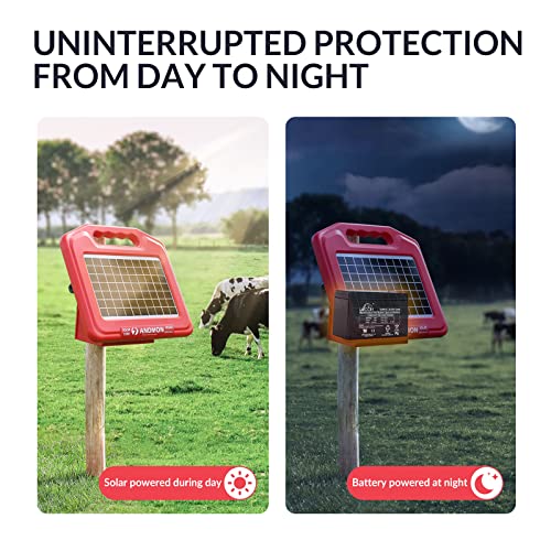 50 Miles Solar Electric Fence Charger, 0.95 Joule High-Power Solar Fence Charger for Livestock, Horses, and Wildlife Control, Solar Electric Fence with Easy Installation - size: S800
