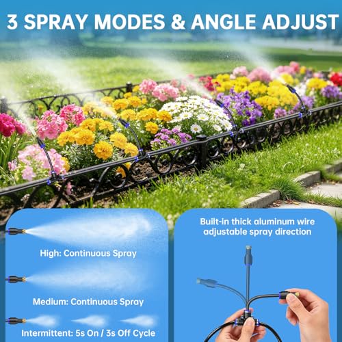 IGRL 26FT Portable Misting System for Cooling, Misters for Outside Patio with 20L Foldable Tank, 6000mAh Pump & 6 Adjustable Brass Nozzles for Umbrella, Camping, Golf Cart, Sport