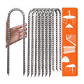 Eurmax USA 8-Pack U-Shape Ground Stakes,Rust-Proof Galvanized Steel Ground Anchors,Commercial Trampoline Stakes for High Winds,Secure Anti-Flip Tie Down for Soccer Goals,Swing Sets,Fences&Playsets - color: Silver, style: Arch Head