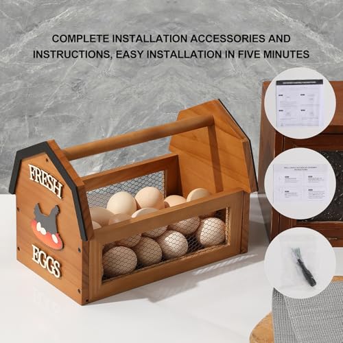 ZSHLXM Wood Farmhouse Egg Collecting Basket - Large Countertop Chicken Egg Basket - color: Brown, size: Large