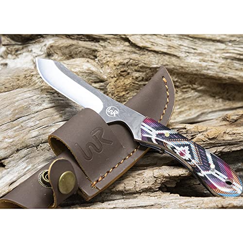 WHISKEY BENT HAT CO. Sendero Caper 440 Stainless Steel Fixed Blade Knife w/Leather Sheath (Arizonan) - color: Arizonan