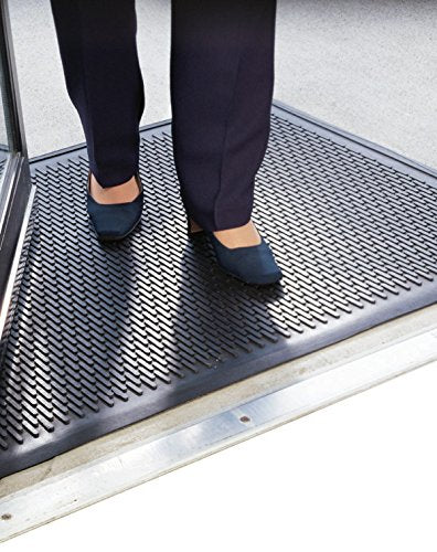 Guardian Clean Step Scraper Heavy-Duty Outdoor Rubber Floor Mat, 3ft x 10ft, Black, Scrapes Shoes Clean of Dirt, Snow, and Grime - size: 120"L x 36"W x 0.2"Th