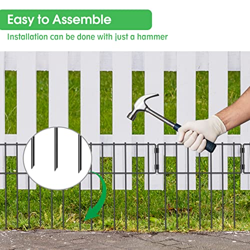 10 Pack Animal Barrier Fence No Dig,Metal Garden Fence Panels for Dog,Black | 17 In(H) X 10 Ft(L), Fence Gap Blocker, Hard and Rustproof, Easy to Install - size: 10 Pack
