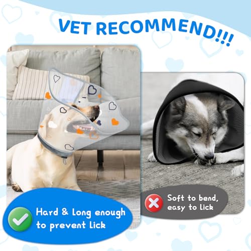 Dog Cone After Surgery - Soft, Comfortable, Adjustable Recovery Collar for Large, Medium, Small Dogs - Stop Licking with Soft Protect Edge (Love, M) - color: Love, size: M