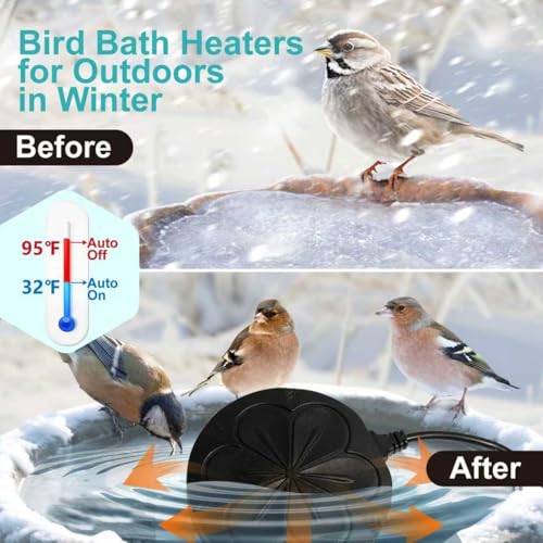 110W Bird Bath Heater for Outdoors in Winter, Submergible Cast Aluminum Chicken Water Heater with Thermostatically Controlled Bird Bath Deicer Pond Deicer for Livestock - color: BLACK