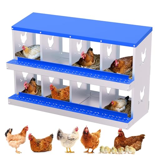 Garvee Chicken Nesting Box, 8 Compartment Nesting Boxes for Chickens, Easy to Clean and Install, Chicken Laying Boxes for Chicken Coop to Protect Eggs, Blue - color: blue, size: 8 holes