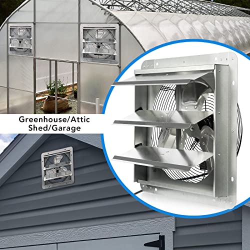 KEN BROWN 14 Inch Exhaust Fan with Power Cord, Automatic Shutter, 1950CFM, Aluminum Cooling Ventilation Fan, High Speed Wall Mounted Attic Fan for Garage, Greenhouse, Shop, Shed - size: 14 Inch