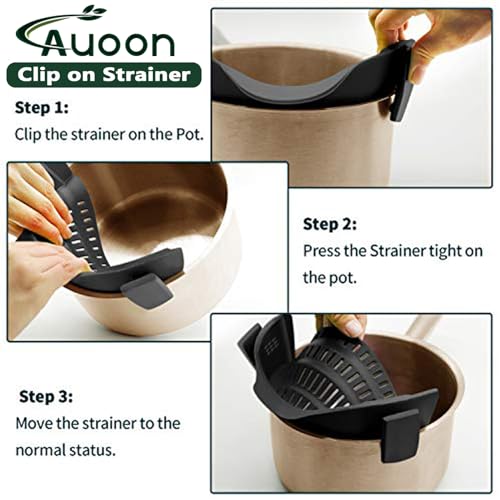 AUOON Clip On Pot Strainer Silicone, Standard 8.86 x 3.55in, Blue Velvet | BPA-free, Fits All Pots Pans Bowls, Dishwasher Safe, for Pasta Noodles Vegetable Fruits, Space-saving Kitchen Gadget - color: Blue Velvet, size: Standard 8.86 x 3.55 in