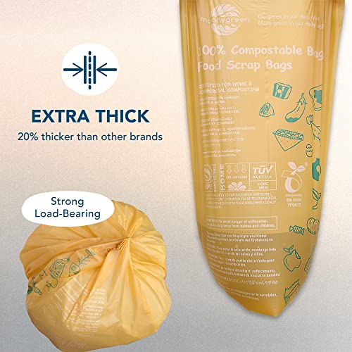 Compostable Trash Bags 13 Gallon, Tall Kitchen Food Waste Bags, US BPI ASTM D6400 and Europe OK Compost Home Certified, Heavy-Duty, 49.2 Liter, 100 Count, Extra Thick - size: 100 Count (Pack of 1), style: 13 Gallon