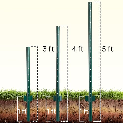10-Pack 4 Feet Heavy-Duty Metal U Fence Posts for Wire Fencing | No-Dig Design · Powder-Coated Steel · For Garden, Yard & Animal Barrier - size: 4 Feet