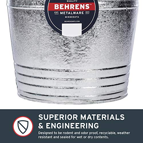 Behrens 1214GS Galvanized Steel Utility Pail, 14-Quart, Gray - size: 14-Quart, style: Hot Dipped