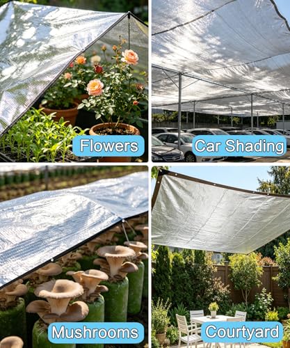 70% Reflective Aluminum Shade Cloth, Silver, 6.5 x 8 FT | Breathable Aluminum Sun Shade Net Cover with Grommets for Sun Protection, Pet Shade, RV & Car Shades, Patio, Pergola, Plants - color: 70% Silver, size: 6.5 FT x 8 FT