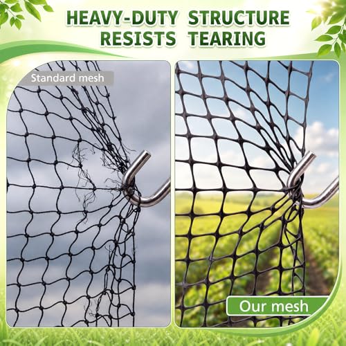 Windyun 2 Rolls 4'x50' Plastic Mesh Fence for Garden | Black HDPE Reusable Mesh Fence Roll,100 ft Coverage Plastic Netting for Garden Yard Backyard Chicken Rabbit Dogs - size: 50 ft