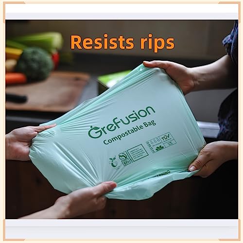 Compostable Trash Bags with handle-tie,Garbage Bags, 2.6 Gallon,Food Waste Bags,Small trash bags for compost bin kitchen,Certified by BPI and OK Compost (2.6G-50count) - color: 2.6G-50count