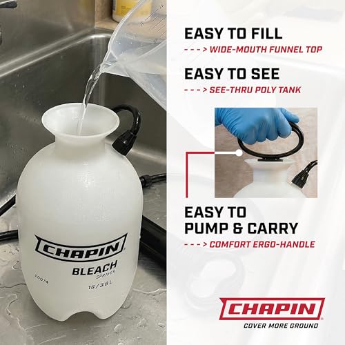 CHAPIN 2-Gallon Bleach Sprayer, Built for Disinfecting Tasks, 2 Pack | Chemical-resistant tank and seals; ideal for mold removal, disinfecting and cleaner applications with nozzle and 40-in hose - size: 2-Gallon