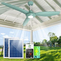 Solar Ceiling Fan Light 52" for Outside with Battery and Thermostat | Solar Powered Gazebo Fan, 2PCS 30W Bifacial Panels, Humidity Display, for Patios, Porch, Greenhouse, Adjustable Temp Control