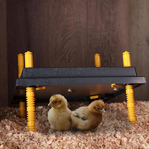 Premier 1 Chick Brooder Heating Plate – 12"x12", Warms Up to 20 Chicks | Alternative to heat lamp. 22 watts vs 175–250W for a heat lamp. Adjustable push-button legs. 110V, 70" cord. Up to 20 chicks.