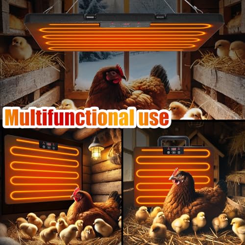 Chicken Coop Heater Radiant Heat Panel,Heat Warmer for Chicken Coop,Chicken Heater with Control Timing Function & Adjustable Temp for Chicken Kitten Pet Animal