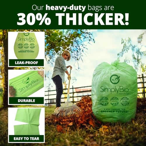 50-55 Gallon Compostable Trash Bags Food Waste Bags Liners with Flat-Top, Thick 2 Mil, 208.2 Liter, 12 Bags, Tall Kitchen Food Scrap Waste Bag, ASTM D6400, US BPI and OK Compost Home Certified - color: 55 Gallon 2 Mil Thickened, 12 Count