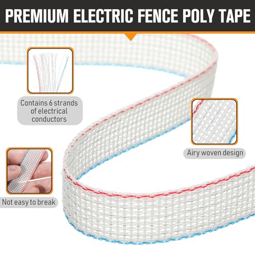 1 Roll 1 Inch x 2000 ft Electric Fence Tape for Livestock Polytape Fencing Horse Fence with High Visibility - color: White, size: 1 Inch X 2000 ft