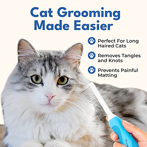 Grooming Comb for Long & Curly Hair in Dogs & Cats - Top Pet Detangler Brush - Removes & Prevents Matted Fur - Perfect for Goldendoodle, Poodle Mixes, and Cat Undercoat | Removes and helps prevent matted fur on goldendoodles, poodle mixes, and cat underco