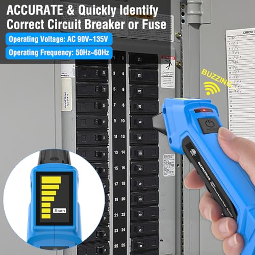 Circuit Breaker Finder, AC 90-135V Circuit Tracer Tool Kit | Breaker Finder with GFCI Outlet Tester, Buzzer Alarm & Color Display, Includes Carrying Case, Adapter, Alligator Clips - size: Circuit Breaker Finder Tool Kit