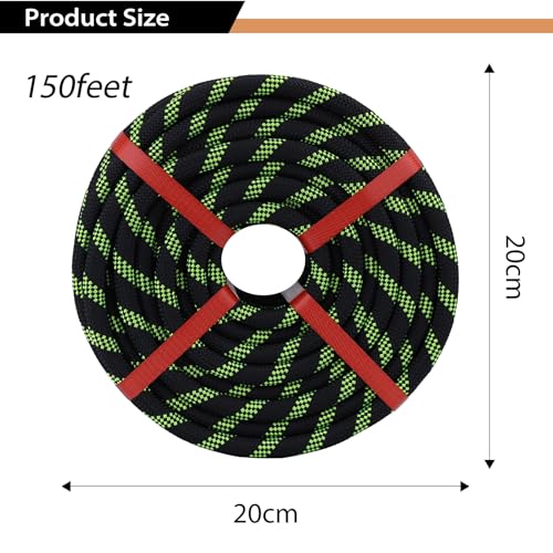 1/2 Inch Arborist Rigging Rope (150 Ft) - Black Double Braid Polyester Tree Rope & Bull Rope, Heavy Duty Pulling Line - 48 Strand High Tensile Strength - size: 1/2 In x 150 Ft, style: Black