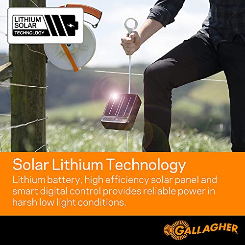 Gallagher S12 Solar Fence Charger + Digital Volt Meter | 0.12 Joule Electric Fencer for 0.6 Miles | Built-in Earthing & Voltage Tester for Quick Fence Setup and Easy Fault Detection