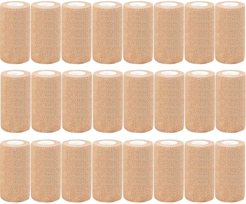 AZEN 24 Pack Self Adhesive Bandage Wrap, 4" X 5 Yards Elastic Cohesive Bandage Wrap, Skin Color Athletic Tape, Ankle Tape, Tattoo Grip Tape Wrap, Vet Wrap - size: 4IN - 24Pack