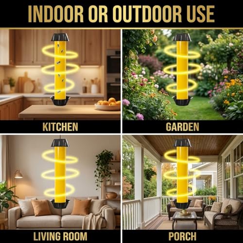 Pest Quest Sticky Fly Stick, Fly Stick for Mosquitoes, Sticky Trap for Flies Gnats Wasp Flying Insects, Bug Catcher, Indoor or Outdoor Use, Ready to Use Home (2, Count, 1)