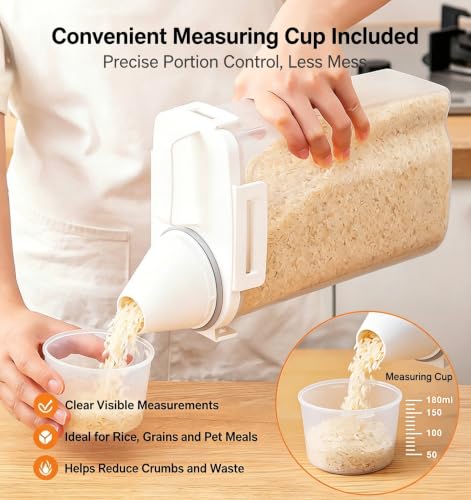 Gagee 4 Pack Airtight Rice Dispenser 3-5 Lb with Measuring Cup,Clear | Cereal Dry Food Flour Bin, Pet Dog Cat Food Dispenser, BPA Free Plastic Kitchen and Pantry Organization Bin for Sugar - color: 4Pcs Clear