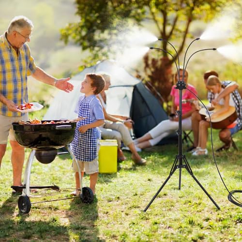 GMAULEE Outdoor Misting Stand, Adjustable 5.25 FT Mister System with 26.5FT Hose, Heavy Duty Portable Mist Cooling System for Patio, Deck, Poolside, Backyard BBQ, Party, and Kids Water Play (5.25FT) - size: 5.25FT