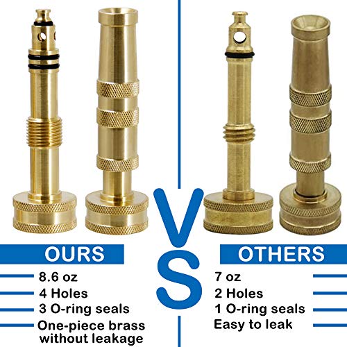 Twinkle Star Heavy-Duty Brass Adjustable Twist Hose Nozzle, 2 Pcs | 3/4” GHT Brass Garden Hose Nozzle, Adjustable Water Flow - color: *Nozzle Twist